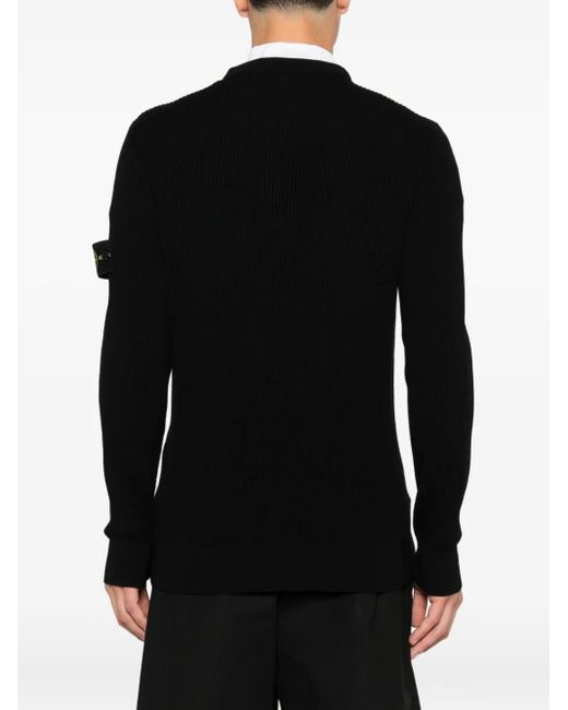 Stone Island Black Wool Sweater for men