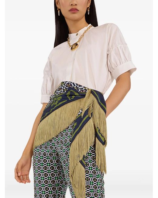 LaDoubleJ Gray Butterfly-Print Fringed Scarf