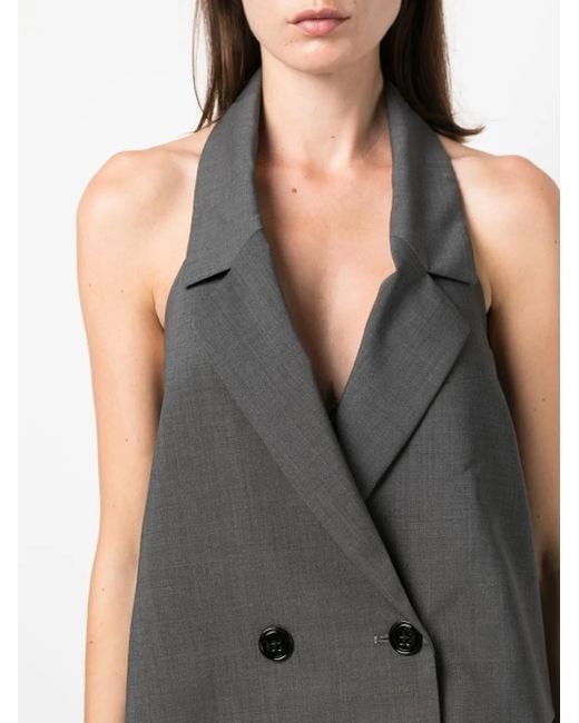 Dorothee Schumacher Gray Button-Up Halterneck Waistcoat