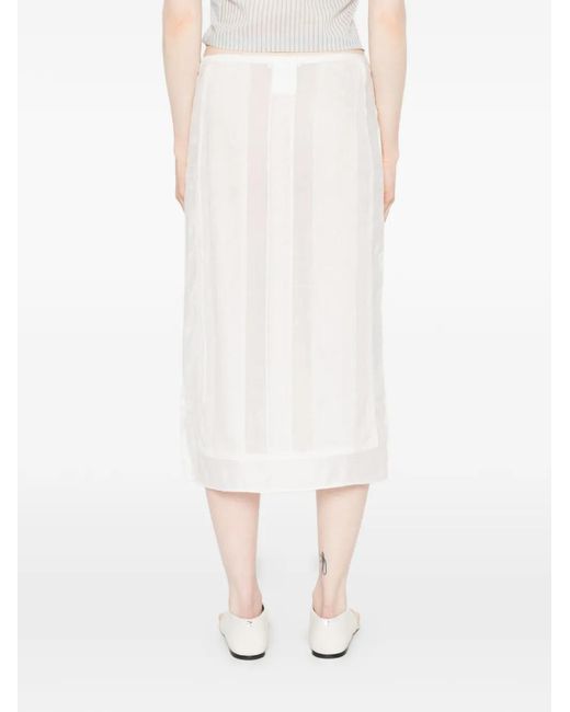 Low Classic White Layered Midi Skirt