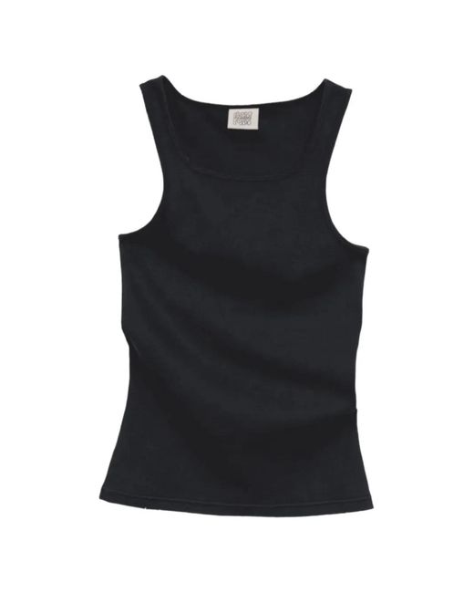 NORMFORM Black Distressed Square-Neck Tank Top