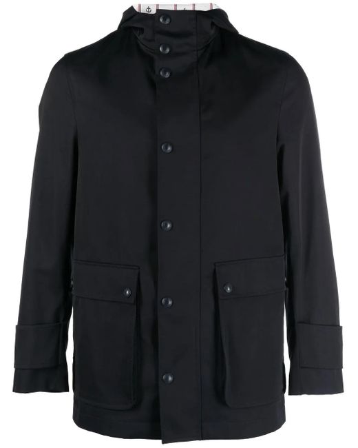 Thom Browne Black Hooded Parka Coat for men