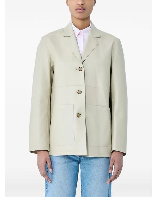 Totême Natural Single-Breasted Leather Blazer