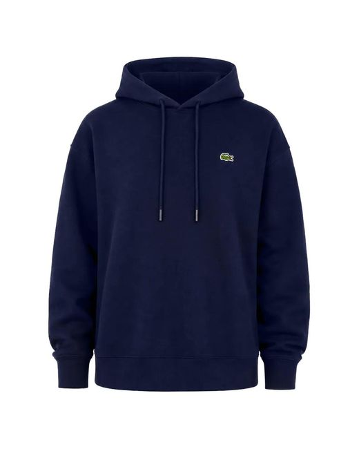 Lacoste Blue Logo-Patch Drawstring Hoodie