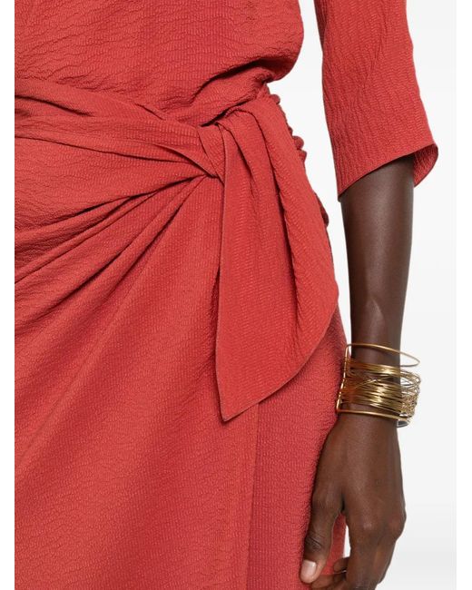 Cortana Red Genara Wrap-Style Tied-Waist Maxi Dress