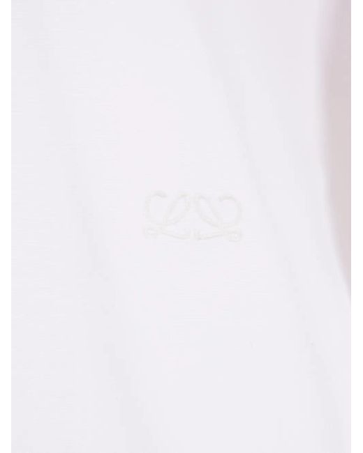 Loewe White Chemise À Logo Brodé Et Manches Chauve-Souris