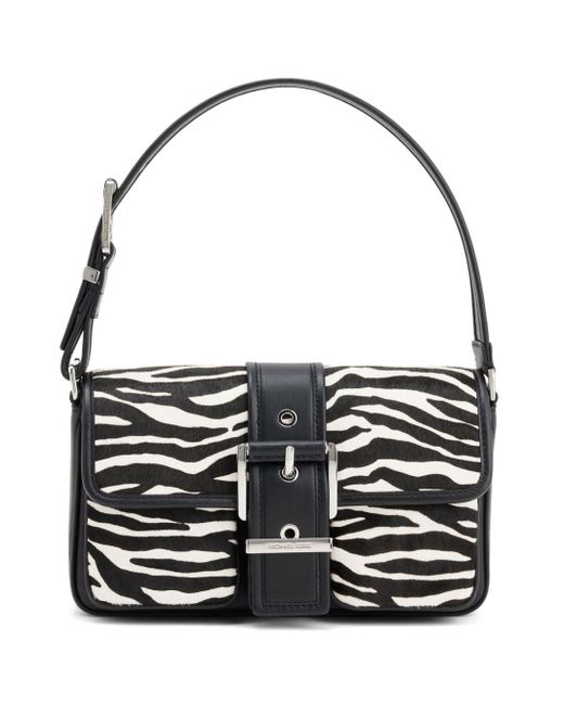 Michael Kors Black Medium Colby Zebra-print Shoulder Bag