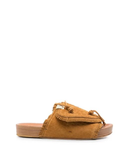 Visvim Brown Christo Shaman-Folk Fringed Sandals for men
