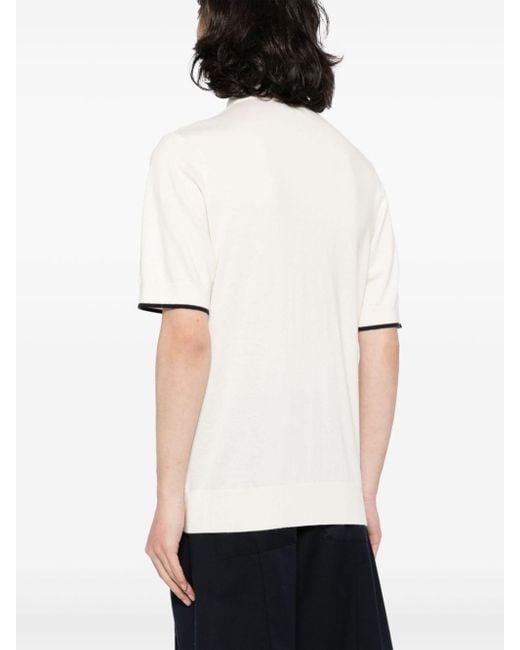 メンズ N.Peal Cashmere ファインニット ポロシャツ White
