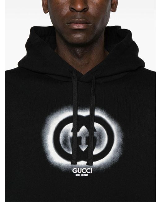 Sudadera con capucha y logo Gucci de hombre de color Black