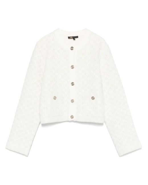 Maje White Cardigan mit Pailletten