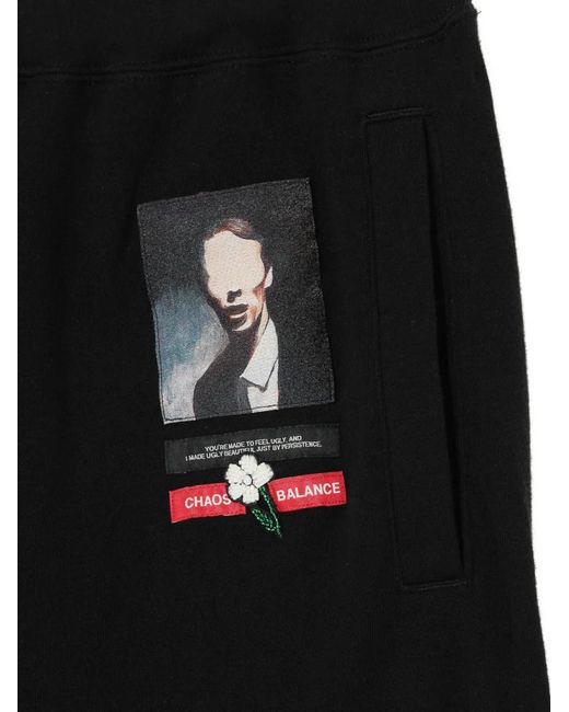 Undercover Black Graphic-Patch Track Shorts for men