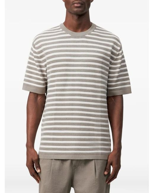 Drykorn White Derico Horizontal-Stripe T-Shirt for men