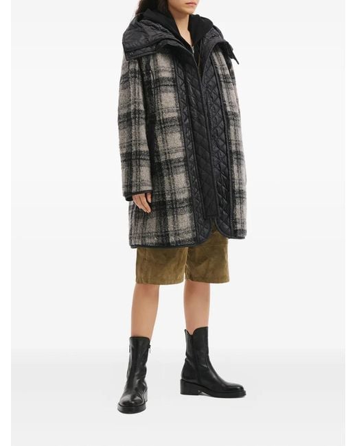 Juun.J Black Quilted Check Coat