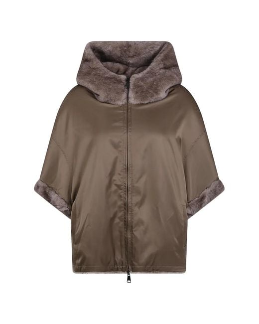 Betta Corradi Brown Faux-Fur Trim Hooded Coat