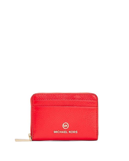 Michael Kors Red Logo-patch Leather Wallet