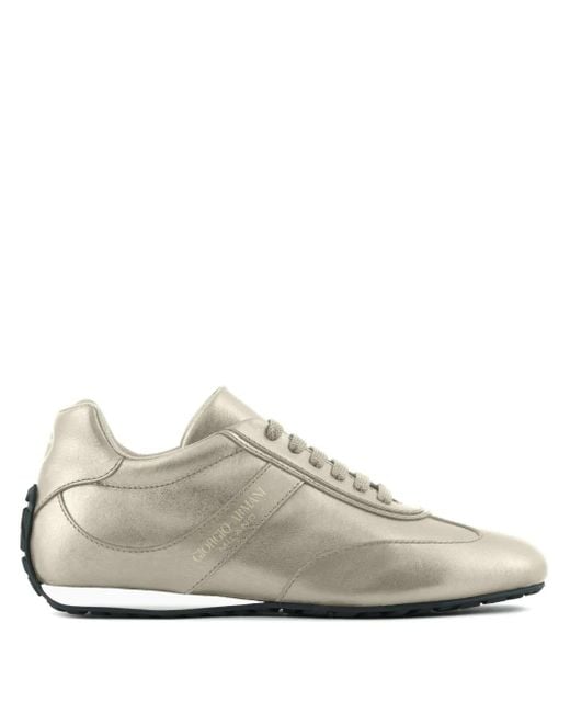 Giorgio Armani ラメ レザースニーカー White
