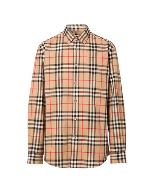 Burberry White Check Long-Sleeve Shirt for men