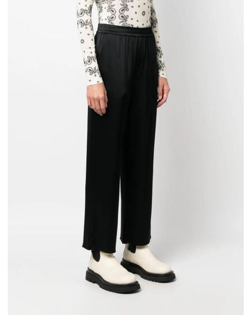 Nanushka Black Elasticated-Waist Cropped Trousers