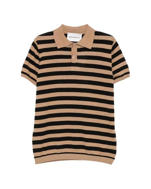 Amaranto Black Striped Short-Sleeve Polo Shirt for men