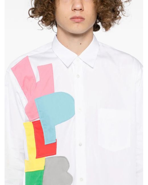 Comme des Garçons White Graphic Patched Shirt for men