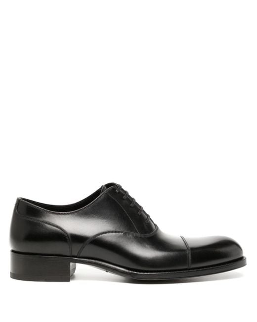 Tom Ford Black Elkan Leather Oxford Shoes for men