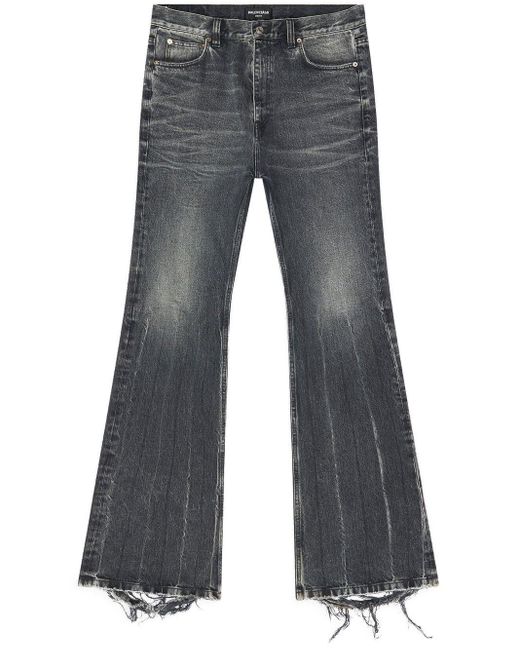 Balenciaga Blue Distressed-finish Bootcut Jeans