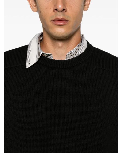 Saint Laurent Black Ribbed-Knit Long-Sleeve Sweater for men