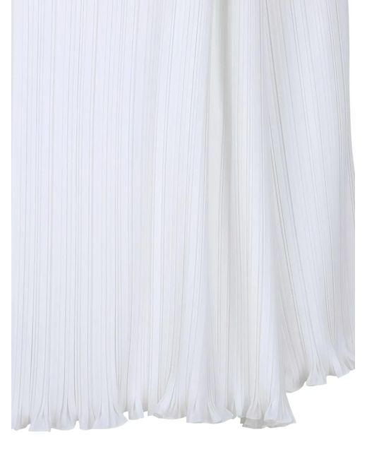 Lanvin White Blouse Plissée À Col Noué