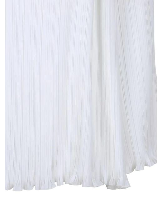 Lanvin White Blouse Plissée À Col Noué
