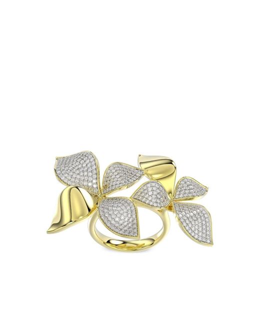 Marchesa Metallic 18kt Yellow Gold Wild Flower Diamond Ring