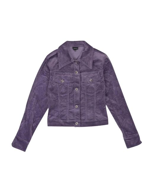 CALLIPYGIAN Purple Stretch Corduroy Bomber Jacket