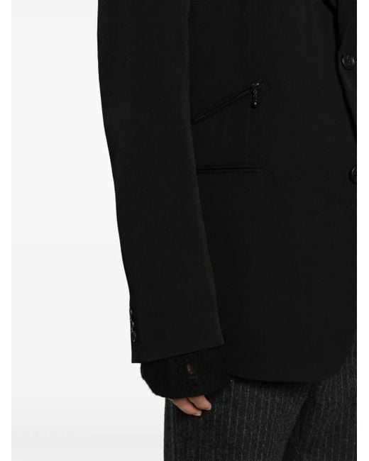 Yohji Yamamoto Black Single-Breasted Wool Blazer for men