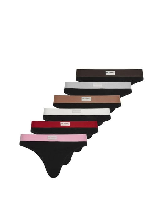 Karl Lagerfeld Black Logo-Waistband Thong