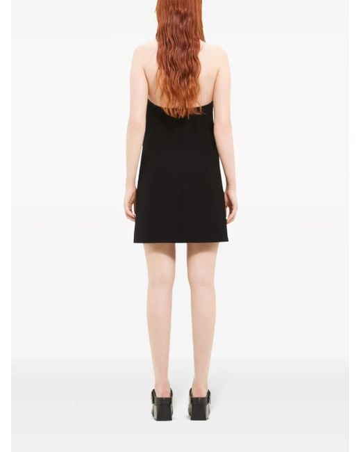 Courreges Black Logo-Patch Halterneck Minidress