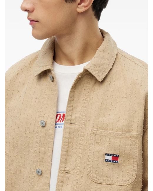 Tommy Hilfiger Natural Distressed-Effect Logo-Patch Jacket for men