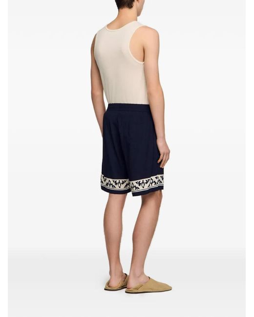 Sandro Blue Contrast Pattern Flowy Shorts for men