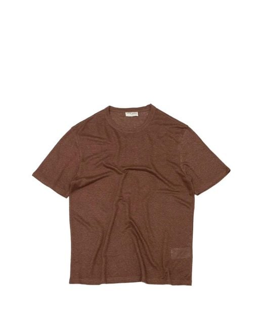 Officine Generale Brown Linen T-Shirt for men