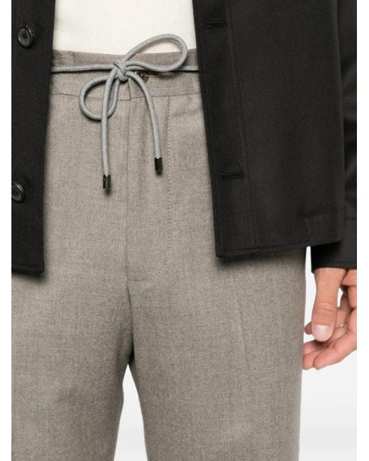 Corneliani Gray Drawstring Tailored Trousers for men