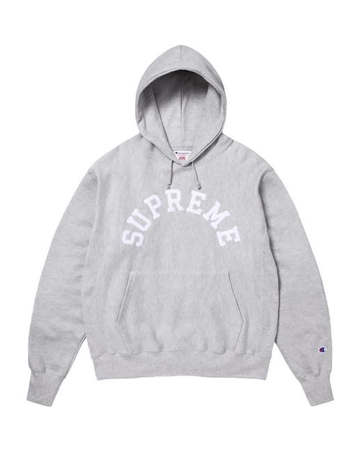メンズ Supreme X Champion ロゴプリント パーカー Gray