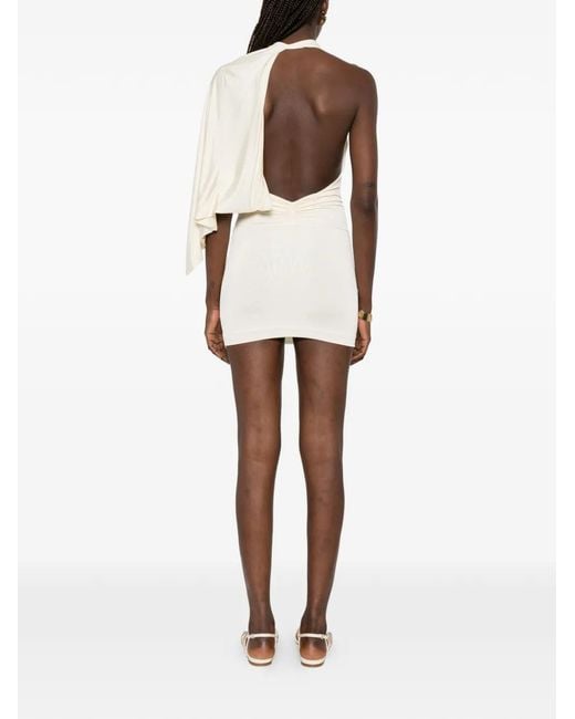 AYA MUSE White Elena Cape-Detail Mini Dress