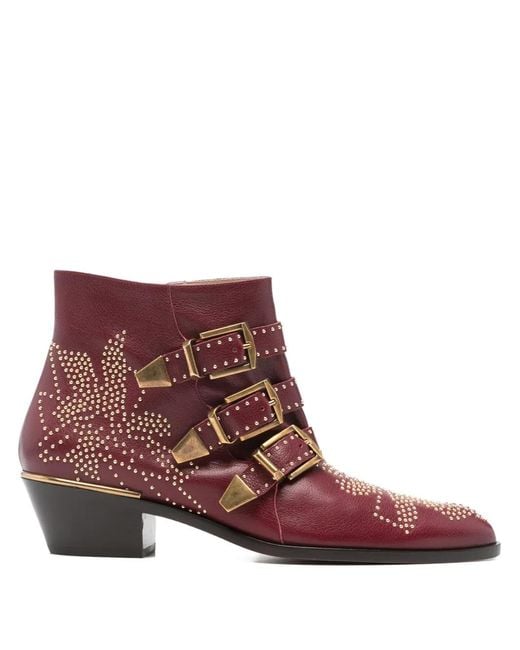 Chloé Red Susan Stiefel mit Nieten