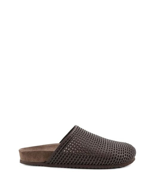 Brunello Cucinelli Brown Perforated Mules