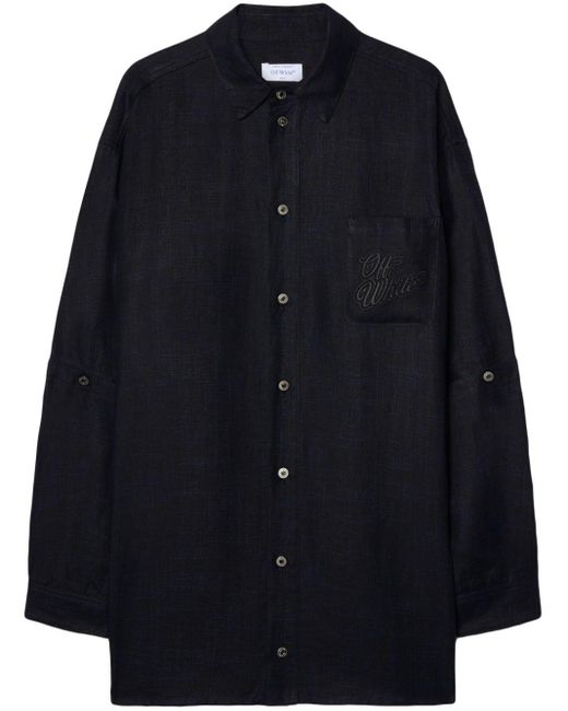 Off-White c/o Virgil Abloh Black Logo-embroidered Panelled Linen Shirt Jacket for men