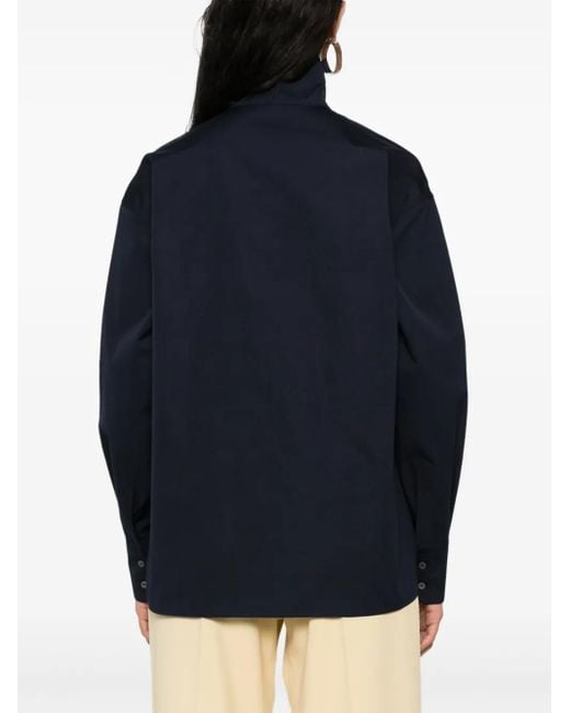Fabiana Filippi Blue High-Neck Poplin Shirt