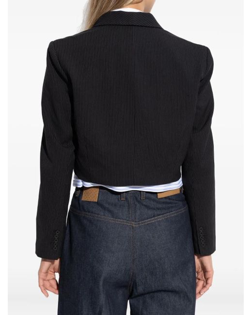 Blazer Crop À Fines Rayures Munthe en coloris Black