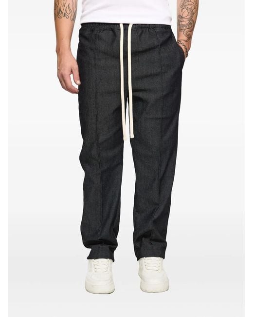 Hamza Blue Six Drawstring-Panelled Jeans for men