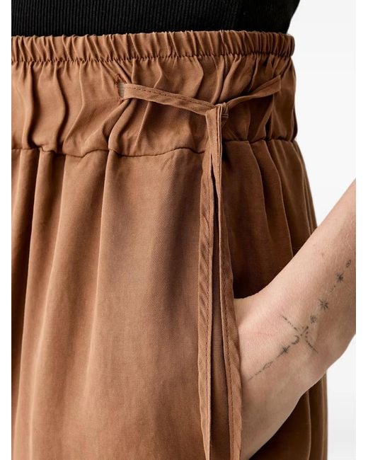 ViCOLO Brown Elasticated Drawstring-Waist Palazzo Pants