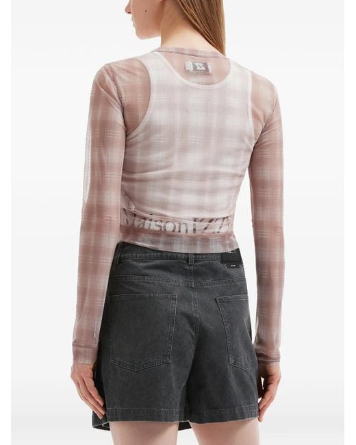Izzue White Check Long-Sleeve T-Shirt