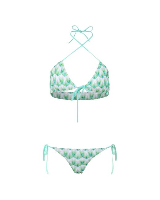 Missoni Green Zigzag-Knit Triangle Bikini